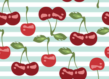 Vector seamless pattern with cherry berriesのイラスト素材