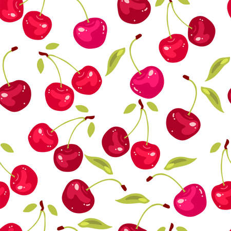 Vector seamless pattern with cherry berriesのイラスト素材