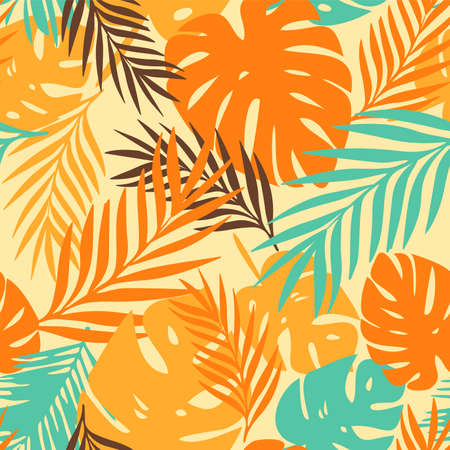 vector pattern with tropical leavesのイラスト素材
