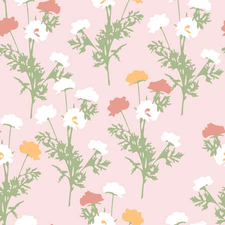 vector seamless floral pattern with colorful field flowersのイラスト素材