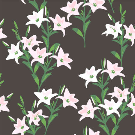 vector seamless floral pattern with lily flowersのイラスト素材