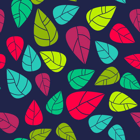 vector abstract colorful background with seamless leaves patternのイラスト素材