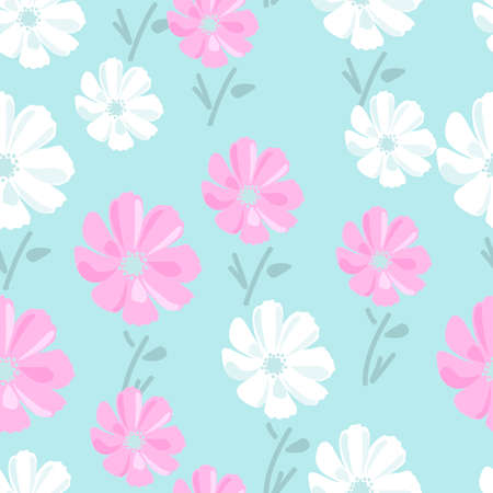 Seamless floral pattern with cosmos flowersのイラスト素材