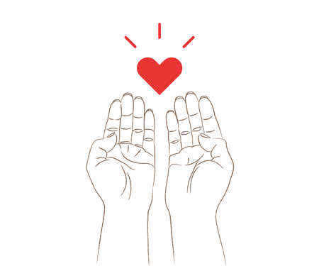 Both hands and heart