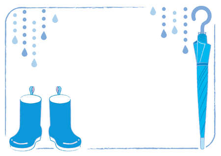 Umbrella, boots and rain decorative frameのイラスト素材