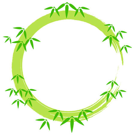 Circular decorative frame of bamboo leavesのイラスト素材