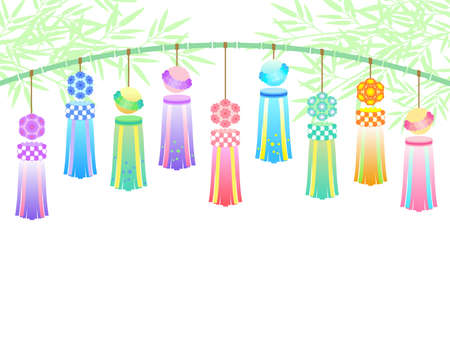 Illustration of bamboo decoration in Tanabataのイラスト素材