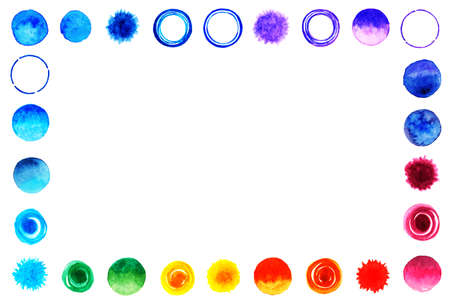 Polka dot decorative frame [colorful watercolor painting]のイラスト素材