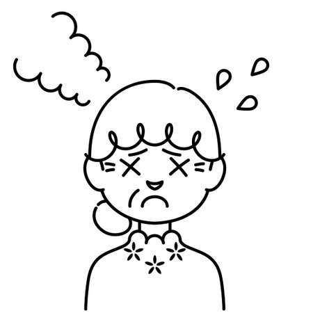 A woman with a troubled expression [elderly]のイラスト素材