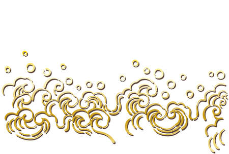 Illustration of golden wave pattern splashing water [postcard template]のイラスト素材