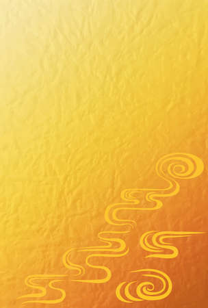 Gold Japanese paper with a wave pattern [Postcard Templates]のイラスト素材