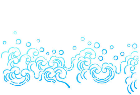 Illustration of a traditional pattern of waves splashing in the waterのイラスト素材
