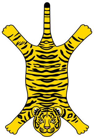 Tiger rug illustration .Black stripes on yellow.のイラスト素材