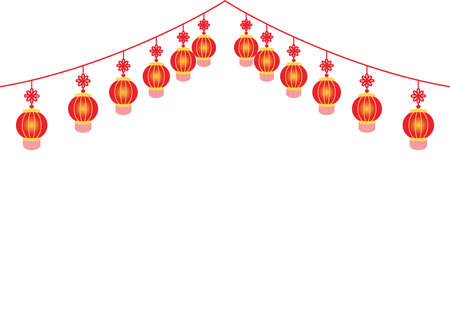 Illustration of multiple hanging lanternsのイラスト素材