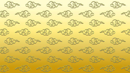 Illustration of traditional Chinese-style cloud patterns lined up.
   An illustration with three-dimensional line drawing cloud patterns lined up, which can be used as a background for design.のイラスト素材