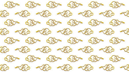 An illustration of traditional Chinese-style cloud patterns lined up.ã
    An illustration with three-dimensional line drawing cloud patterns lined up, which can be used as a background for design.のイラスト素材