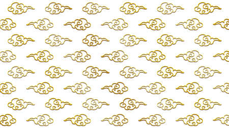 An illustration of traditional Chinese-style cloud patterns lined up.
  An illustration with three-dimensional line drawing cloud patterns lined up, which can be used as a background for design.のイラスト素材