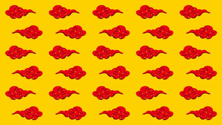 Cloud pattern illustration of traditional Chinese style pattern.
  An illustration with cloud silhouettes lined up, which can be used as a background for your design.のイラスト素材