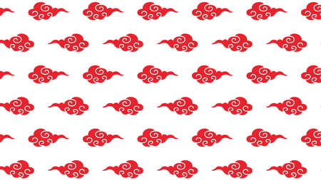 Cloud pattern illustration of traditional Chinese style pattern.
  A cloud pattern illustration with a simple silhouette that can be used as a design background.のイラスト素材