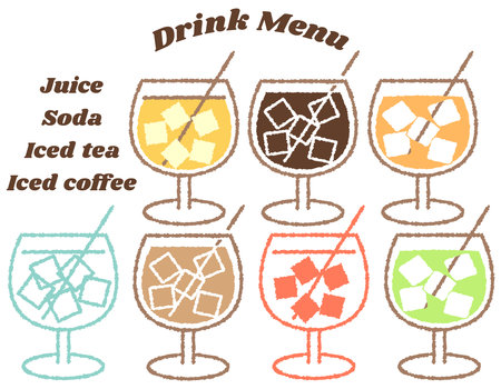 A simple color illustration of a drink in a glass.
  It is an illustration that can be used as a design material for the web and paper media.のイラスト素材