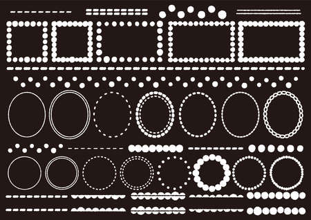A set of decorative frames and ruled lines drawn in white on a black background.の写真素材