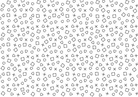 It is a black and white illustration of a background material in which figures are scattered.のイラスト素材