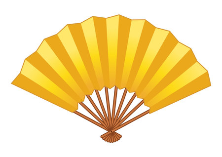 It is a color illustration of a golden folding fan, a Japanese craft.

  It is an illustration produced as a material for New Year's Day and traditional Japanese events.のイラスト素材