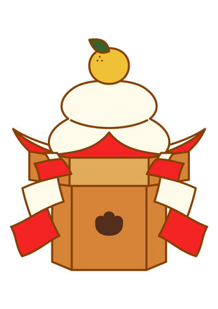 It is a color illustration of the kagami-mochi decorated for New Year's in Japan.
It is a lucky charm decoration.のイラスト素材