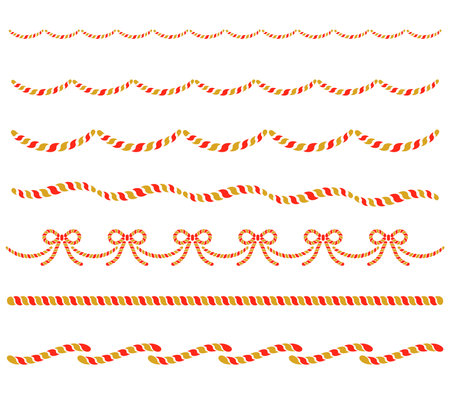 This is an illustration of a simple rope decorative border.ãThis is a set of color illustrations of decorative borders.のイラスト素材