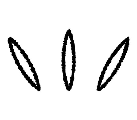 A hand-drawn style icon with three lines that expresses the emotion of paying attention or noticing something. A simple three-line symbol illustration.のイラスト素材