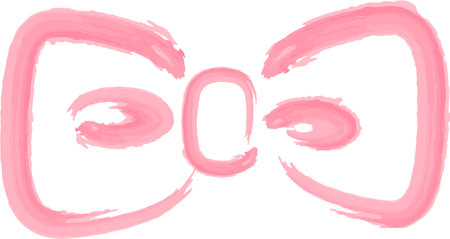 A watercolor line drawing of a ribbon. A simple pink ribbon icon painted in watercolor.のイラスト素材