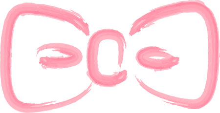 A watercolor line drawing of a ribbon. A simple pink ribbon icon painted in watercolor.のイラスト素材