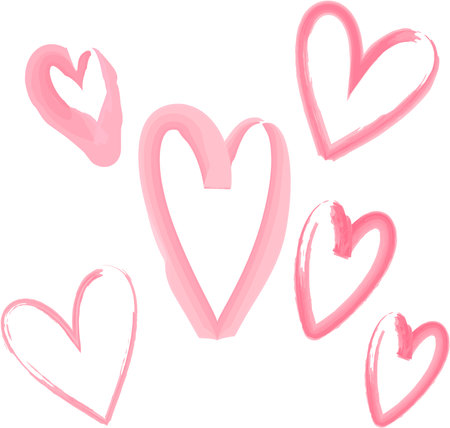 This is a watercolor illustration of a large and small heart. This is a variation illustration of a large and small heart drawn by one stroke.のイラスト素材