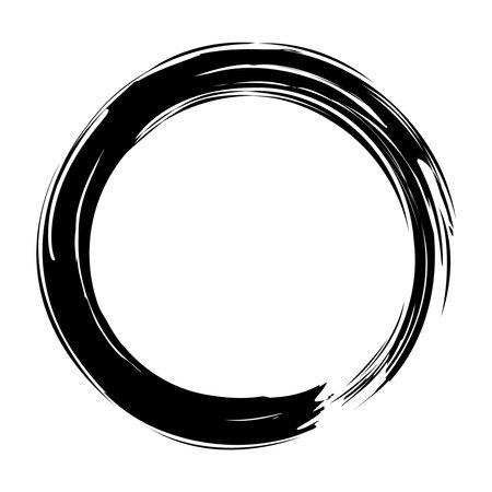 This is a Japanese-style frame of a circle with a single brush stroke. This is an illustration of a simple Japanese-style decorative frame.のイラスト素材