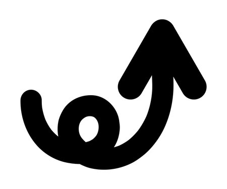 Curved Black Arrow Icon Pointing Upward to the Right. Simple black line arrow icon.のイラスト素材