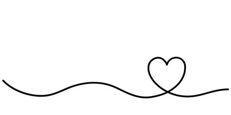 Simple black line drawing heart background illustration. This is a background illustration with a copy space featuring a heart drawn in one stroke of a black line.のイラスト素材