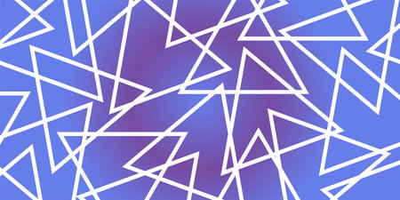 An illustration of overlapping triangles on a blue background. A pattern of triangles tilted at...