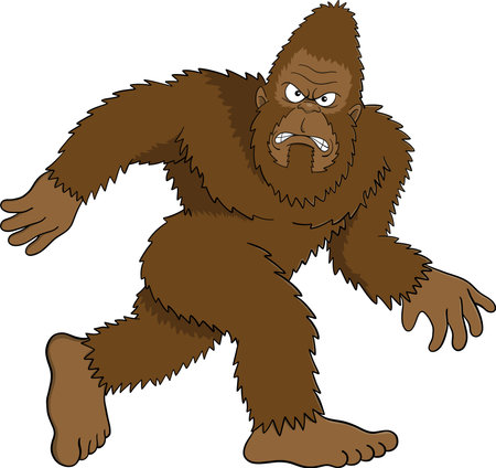 Bigfoot Walking vector illustration. Sasquatch looking at the viewer. Cartoon mascotのイラスト素材