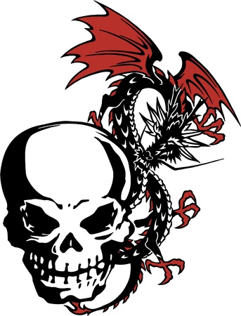 The skull and a dragonのイラスト素材
