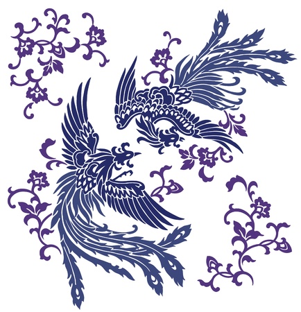 Oriental phoenix,のイラスト素材
