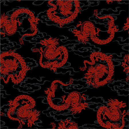 Japanese dragon is seamlessのイラスト素材