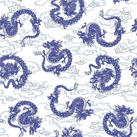 Japanese dragon is seamlessのイラスト素材