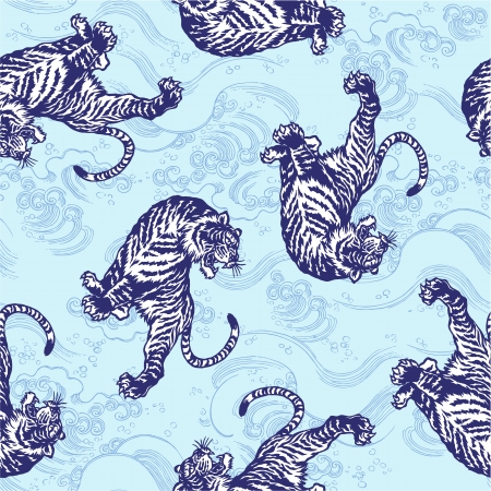 Japanese tigerãseamlesslyのイラスト素材