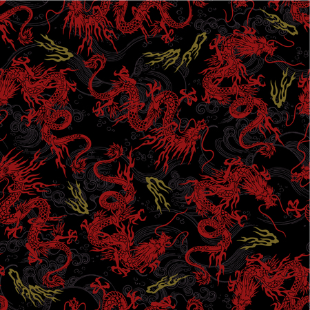 Japanese dragon seamlessのイラスト素材
