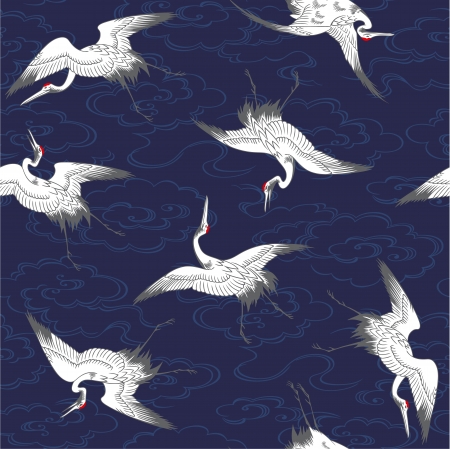 Japanese crane patternのイラスト素材