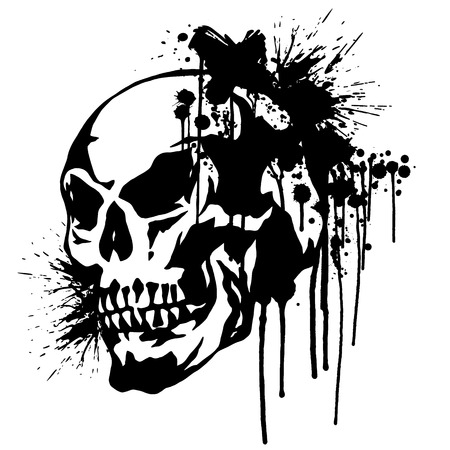  skull and paint,のイラスト素材