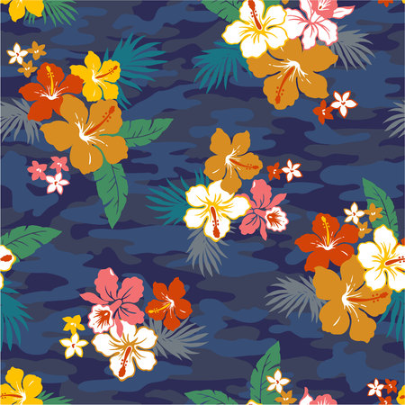 repetition of Hibiscusのイラスト素材