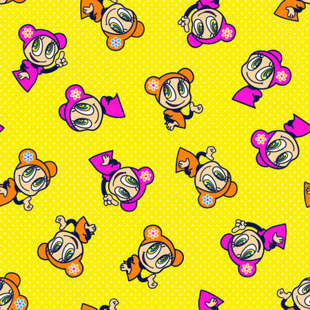 Pretty girl patternのイラスト素材