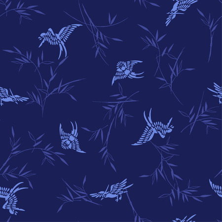 Bamboo bird pattern,のイラスト素材