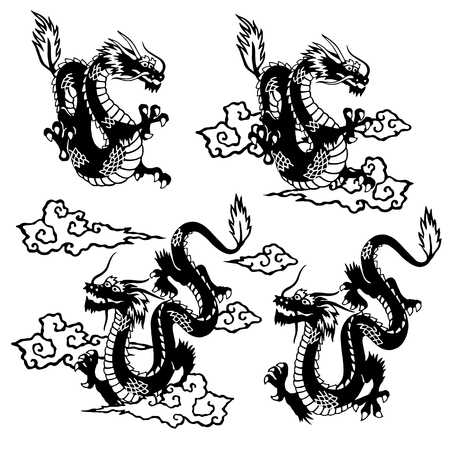 Japanese style dragonのイラスト素材